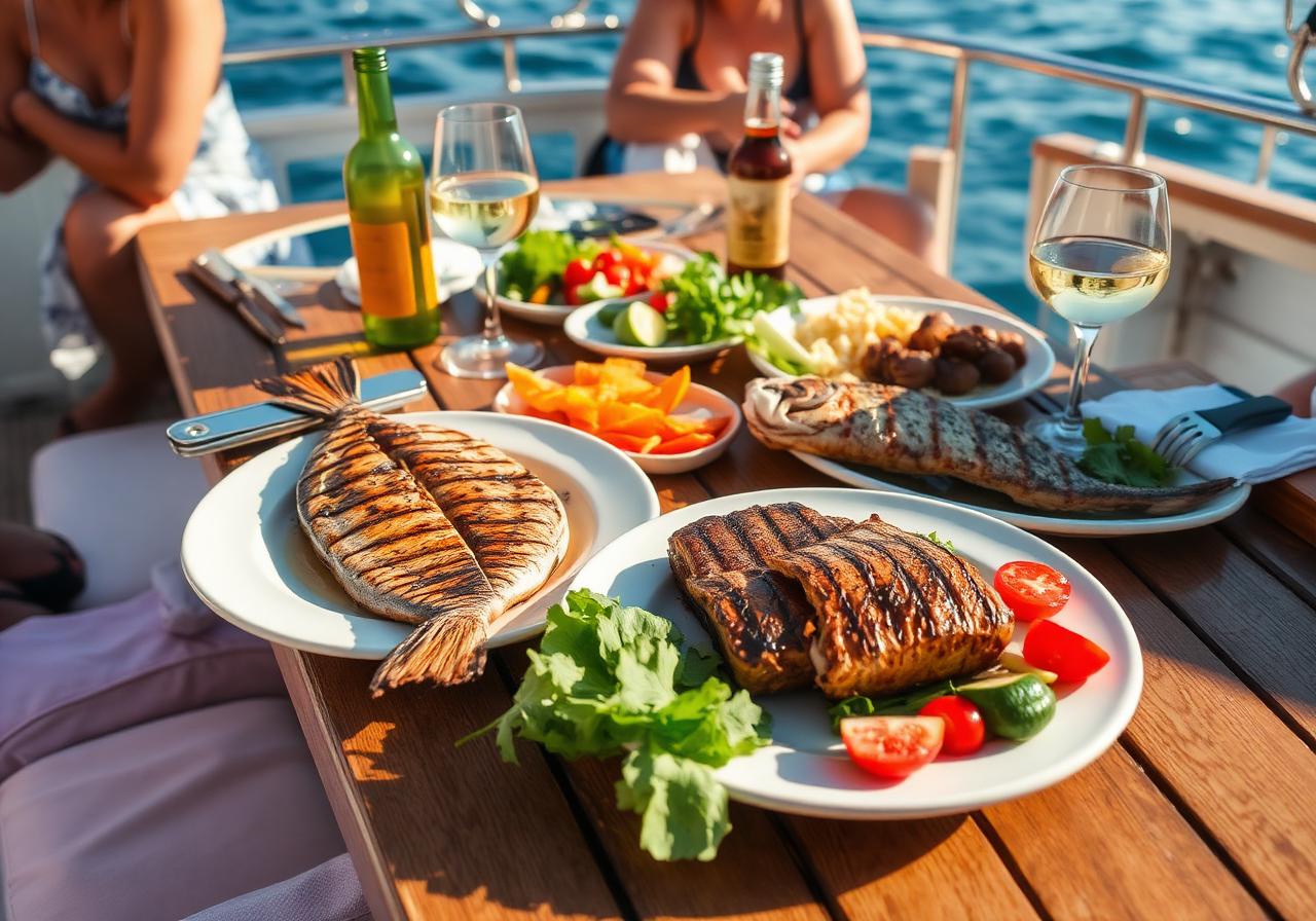 Lunch on board — Homemade grill